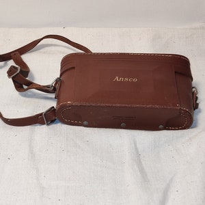 Appareil photo Ansco Commander vintage des années 50 avec étui en cuir véritable - Matériel photographique rétro fabriqué aux États-Unis