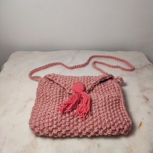 Vintage Rosa Handgefertigte gestrickte Geldbörse mit geteilten Taschen - Einzigartiges minimalistisches Geschenk für Sie - Nie benutzt
