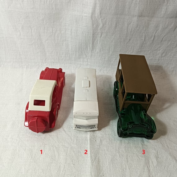 3 vintage avon glass cars after shave/perfume bot… - image 1