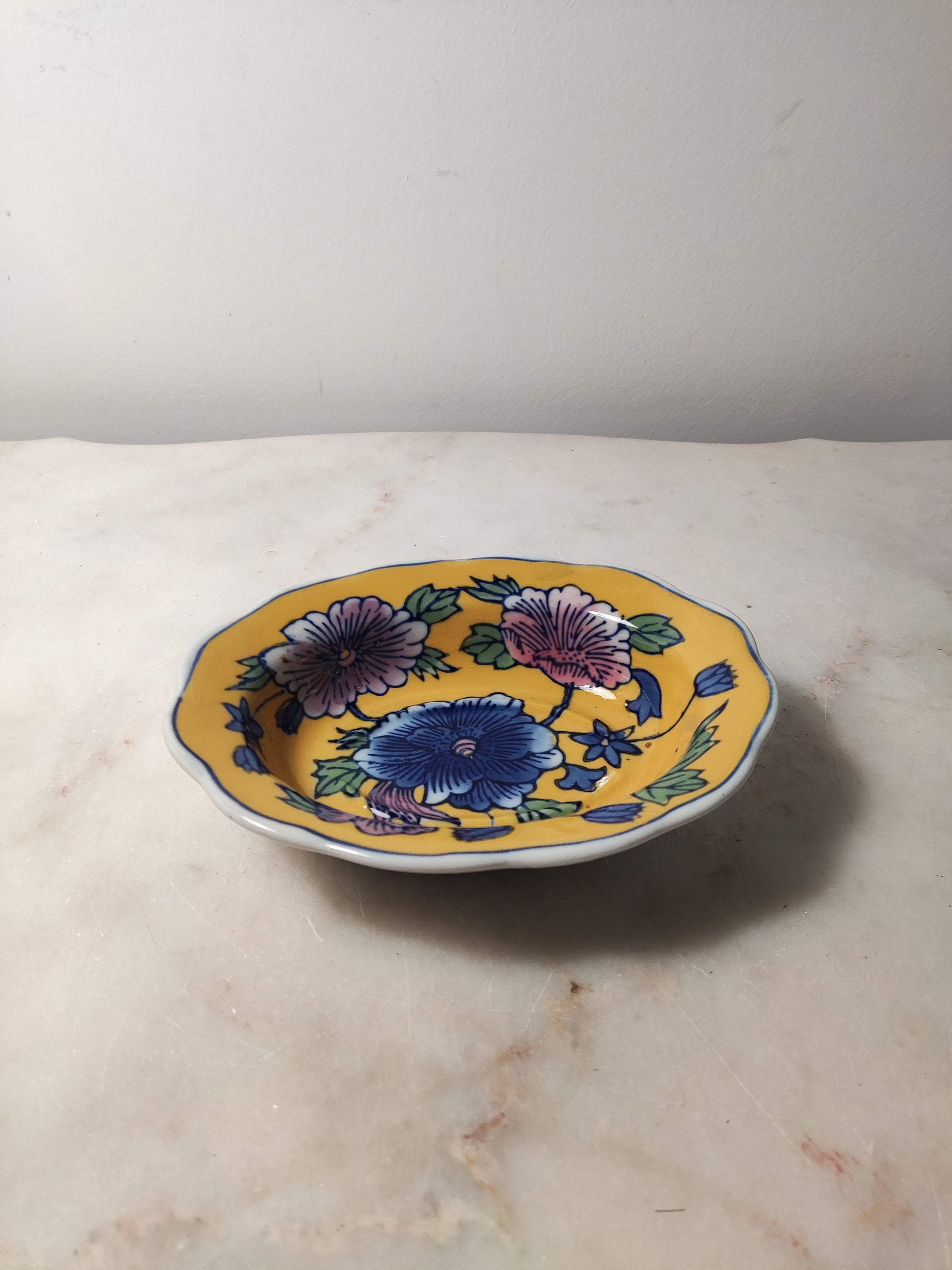 Vintage Floral Chelsea Pottery Signed Centerpiece Bowl / Tray