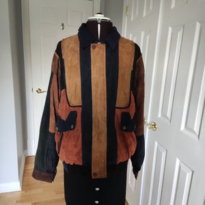 Vintage Italian Suede Unisex Jacket for Spring, Fall, Size L