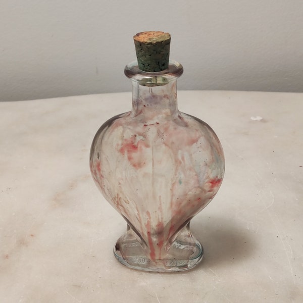 Vintage small glass bottle,heart shaped bottle,perfume bottle