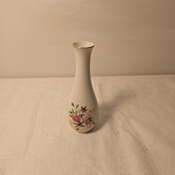 Vintage ceramic/porcelain  bud vase, flower holder,  floral pattern, table decoration, gift