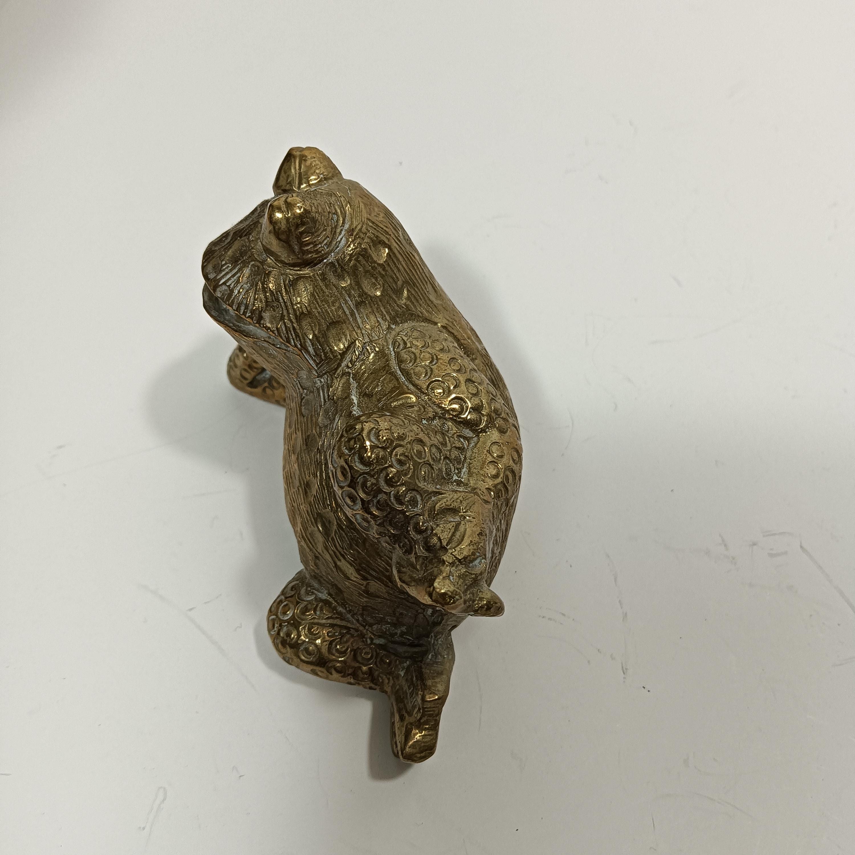 Stuffed Coin Toad Vintage Solid Brass Money Toad Figurine – Heavy Feng Shui Frog ...