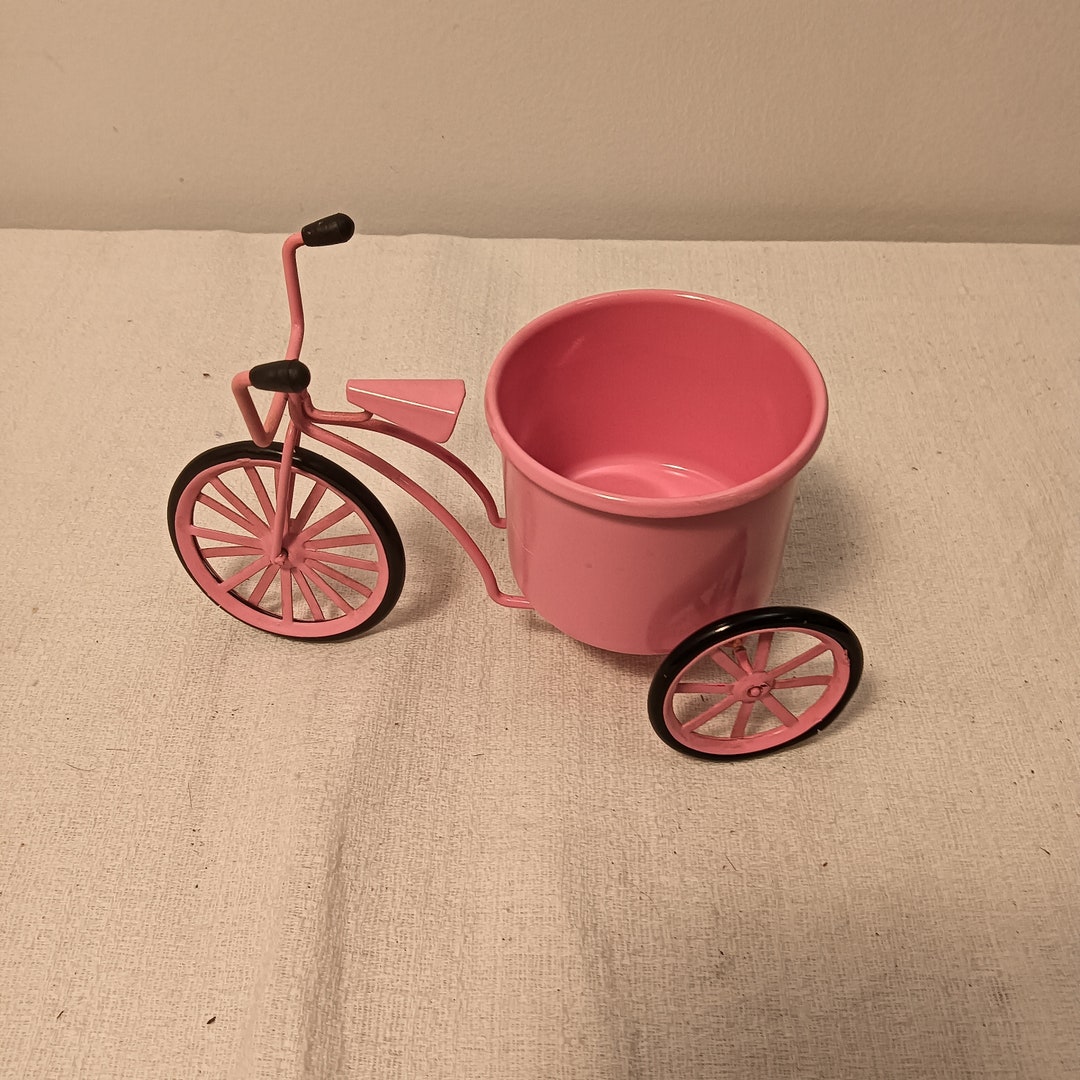 Vintage Metal Tricycle Planter Pink Bike Mini Etsy