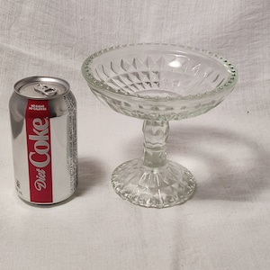 Vintage Clear Glass Footed Candy Bowl, Glass Ware Table Decoration