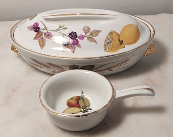 ヴィンテージ ロイヤルウースター 耐火蓋付きキャセロール フルーツ柄