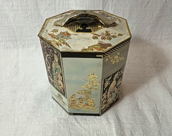 England vintage tin tea box/caddy, biscuit/cookie container/canister/jar, collectible, cottage decoration,gift