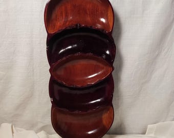 Vintage Handcrafted Wooden Sectioned Platter: Elegant Serving Tray for Appetizers, Snacks & Entertaining