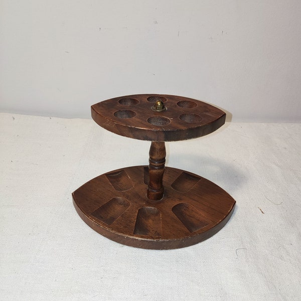 Tabaco de madera hecho a mano Vintage/soporte para pipa de fumar/soporte/estante para 6 pipas, regalo de fumador, regalo de coleccionista, decoración de cueva de hombre, decoración de bar
