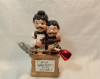 Vintage Ceramic Bartender Figurine: Bar Utensil Holder, Made in Japan