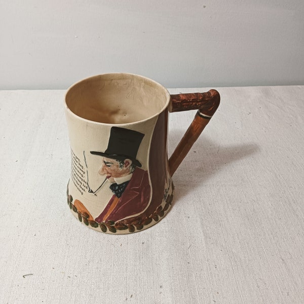 vintage hand painted by walter lamonby ceramic John peel beer mug/stein, Crown Devon Fieldings England, barware, bar decoration