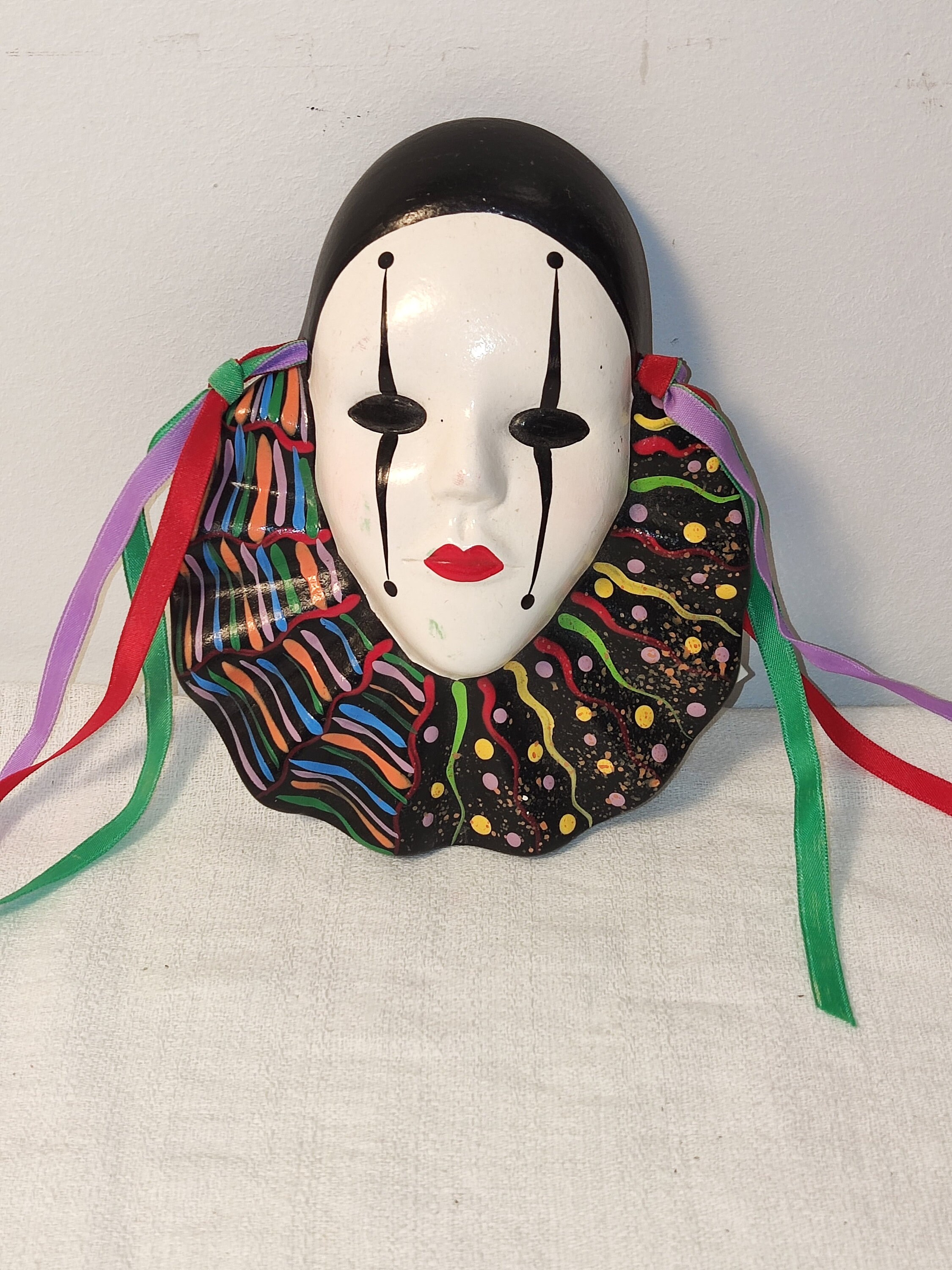 mimi the clown /シルクスクリーン VINTAGE CLAY ART CERAMIC FACE MASK Wall Art JOKER-CIRCUS