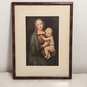 Riproduzione di Raffaello con cornice italiana d'epoca: Madonna del Granduca Stampa artistica religiosa Decorazione da parete