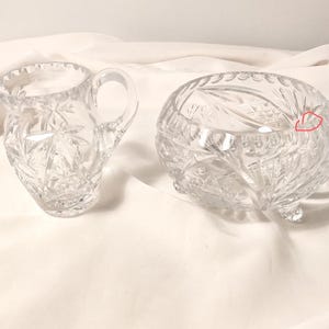 Unique Crystal Footed Sugar Bowl and Elegant Creamer
