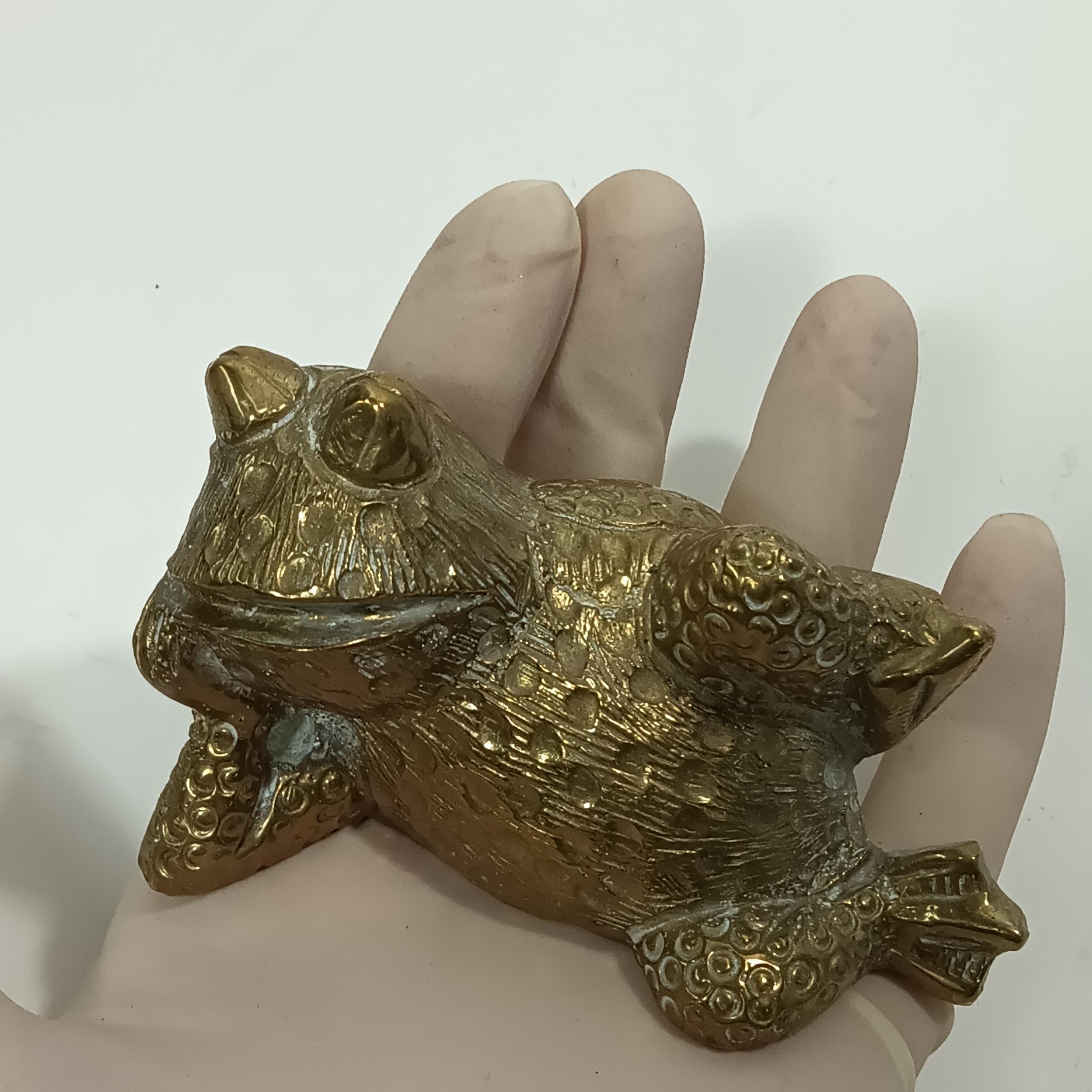 Stuffed Coin Toad Vintage Solid Brass Money Toad Figurine – Heavy Feng Shui Frog ...