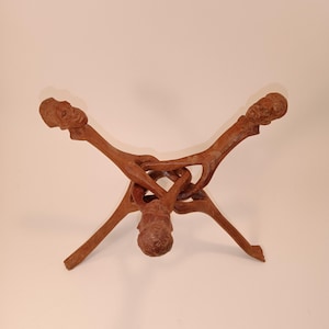 Vintage handgeschnitzter Holzpflanztopf, afrikanischer Mannkopf-Schüsselständer, Hauptdekoration