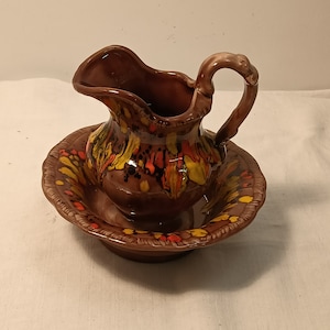 Vintage Pottery Water Jug and Basin Bowl Set-Special Gift from MOM, SONI, 1979