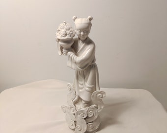 Vintage Chinese export blonc de chine ceramic figurine, dehua figurine, statue, decorative, collectiblle,gift purposes