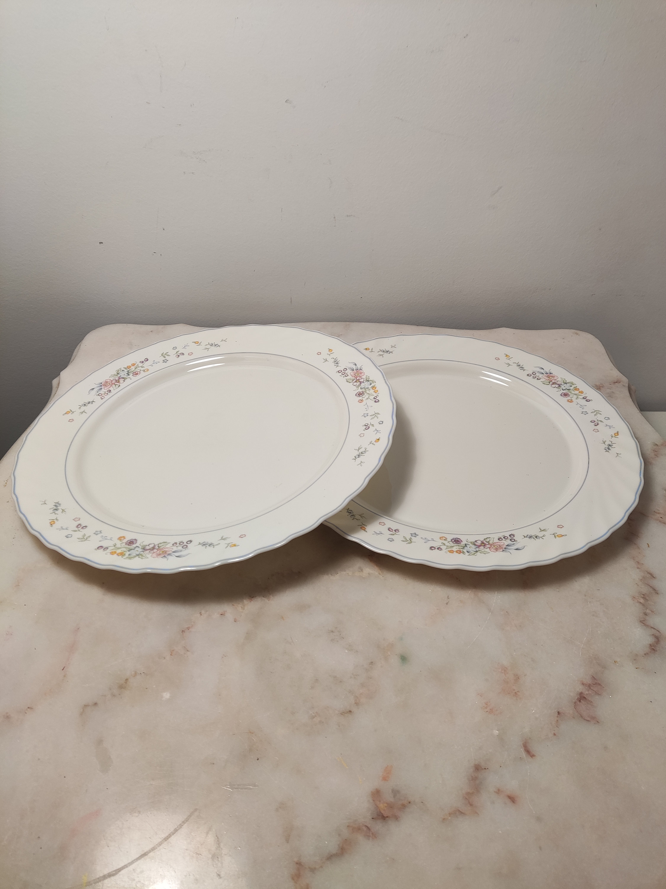 A Set of Two Vintage Extra Large France Arcopal White Glass Plates ...