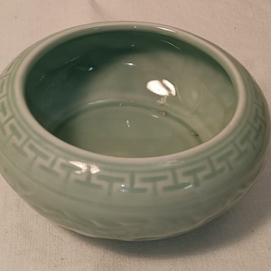 Vintage Chinese Celadon Porcelain Dragon Planter: Decorative Brush Washer & Water Pot for Home decor or Gift Purposes