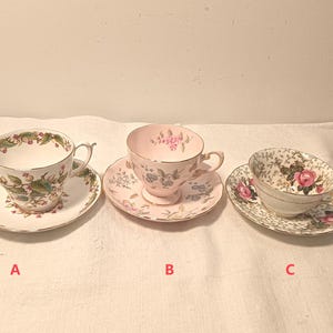 Vintage Englisches Bone China Teetassen-Set: Linden Lea, Roselyn, Tuscan, Aynsley - Sammlergeschenk