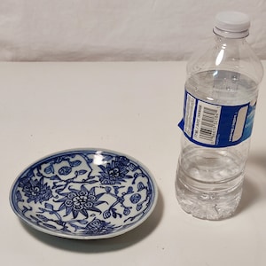 Vintage Hand bemalte blaue und weiße orientalische Keramik Trinket Dish - Sammler Ringhalter, klein dekorativ