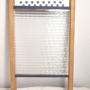 Vintage Glass & Wood Washboard: Rustic Laundry Room Decor for Farmhouse or Cottage