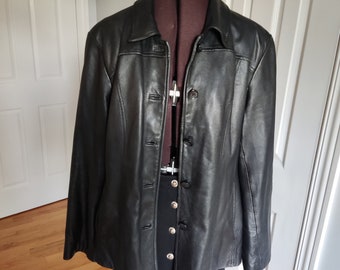 Danier black leather jacket,unisex jacket,women's jacket,men's jacket,spring jacket,fall jacket,size XL,UK size 20-22, gift to her or him