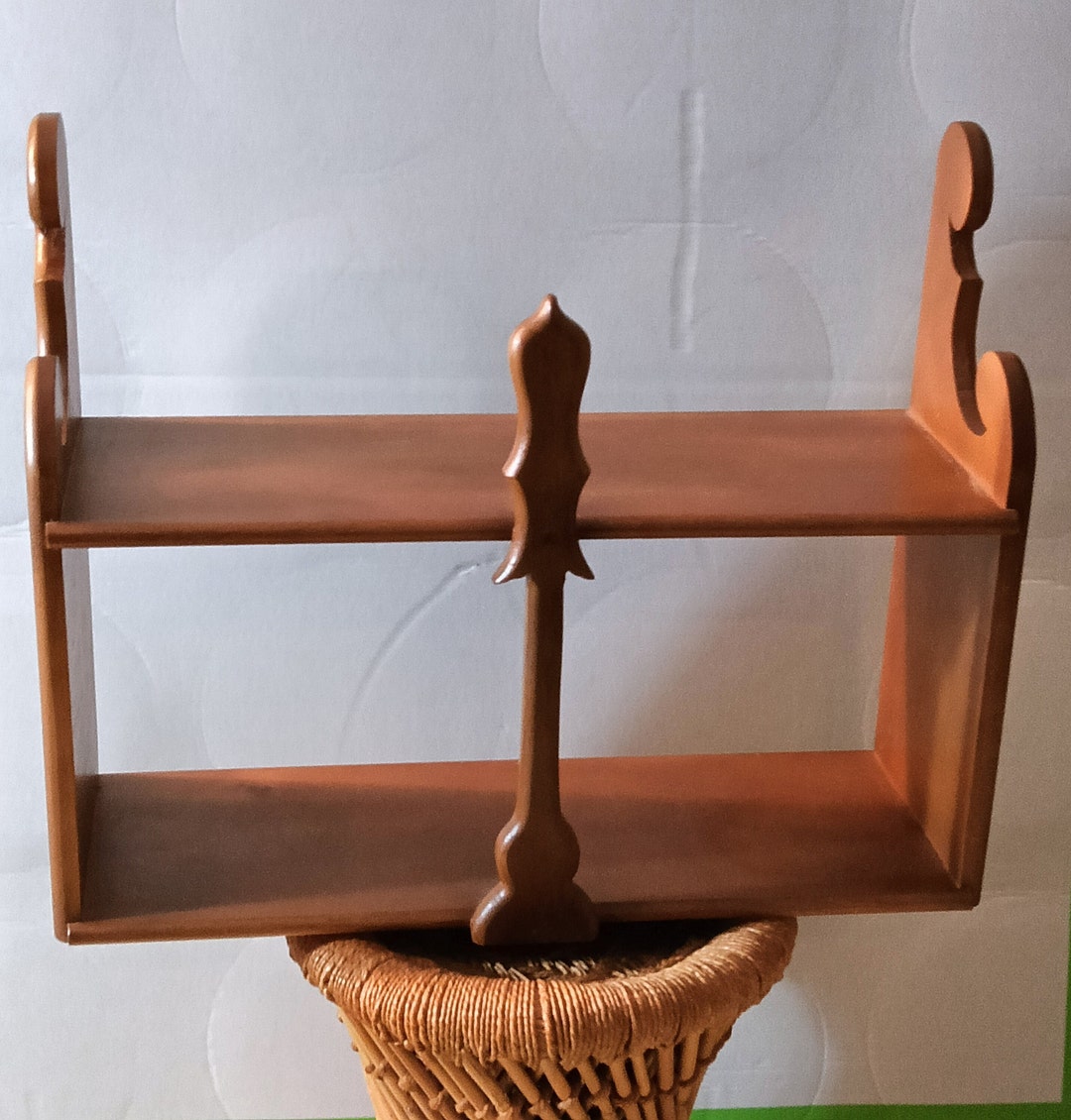 Rustic Wooden Wall Shelf for Display: Vintage Cottage Curio Rack ...
