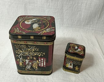 Lot de 2 boîtes à thé/boîte à thé/récipient/boîte à thé en étain vintage, objet de collection, décoratif, cadeau