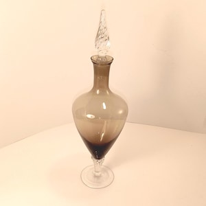 Vintage MCM italienische Empoli Glas Dekanter-braune Flasche für Bar Dekoration, Barware, Geschenk