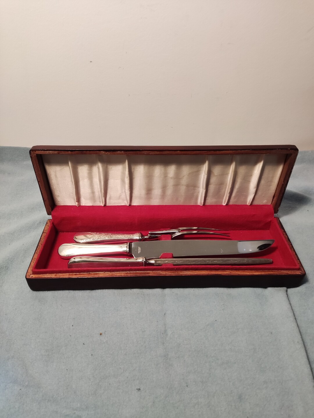 3 Pc Birks Stainless Steel Carving/cutlery Set, Long Knife, Carving