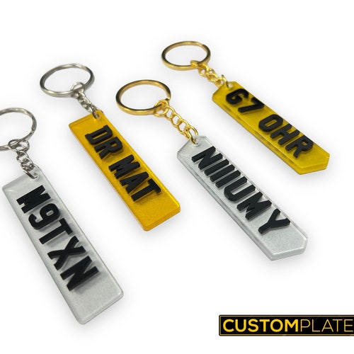 Personalised Name Number Plate Keyring Custom 3D Printed Car Etsy UK