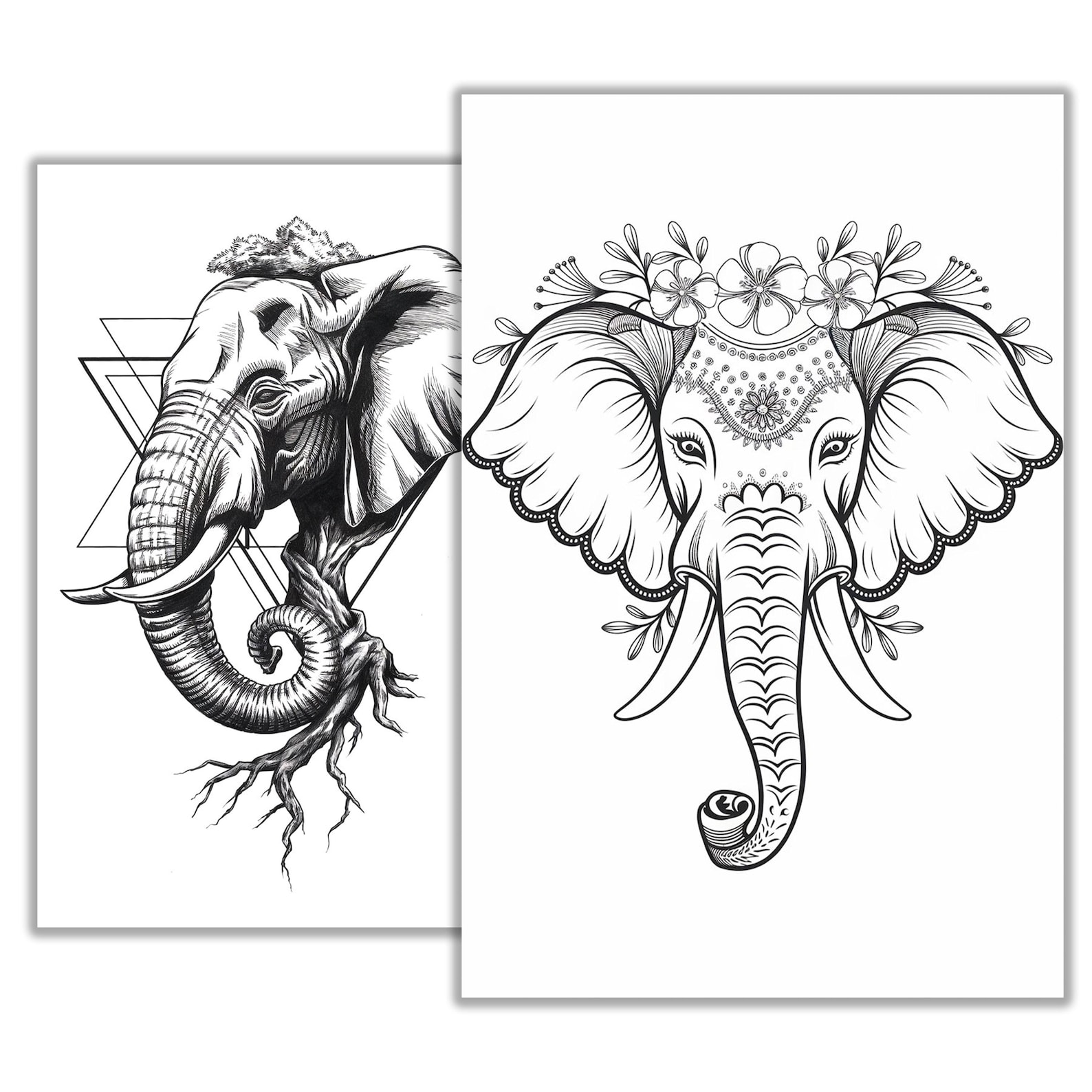 Elephant Tattoo Design - Intricate and Majestic Animal Tattoo Sketch - Etsy