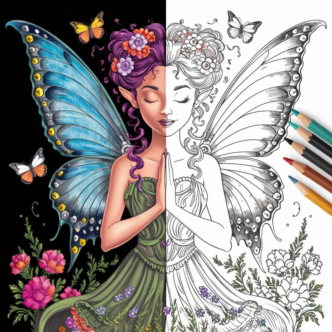 Butterfly Girl Coloring Page Coloring - Il 1080xN.6032133328 Lslp 