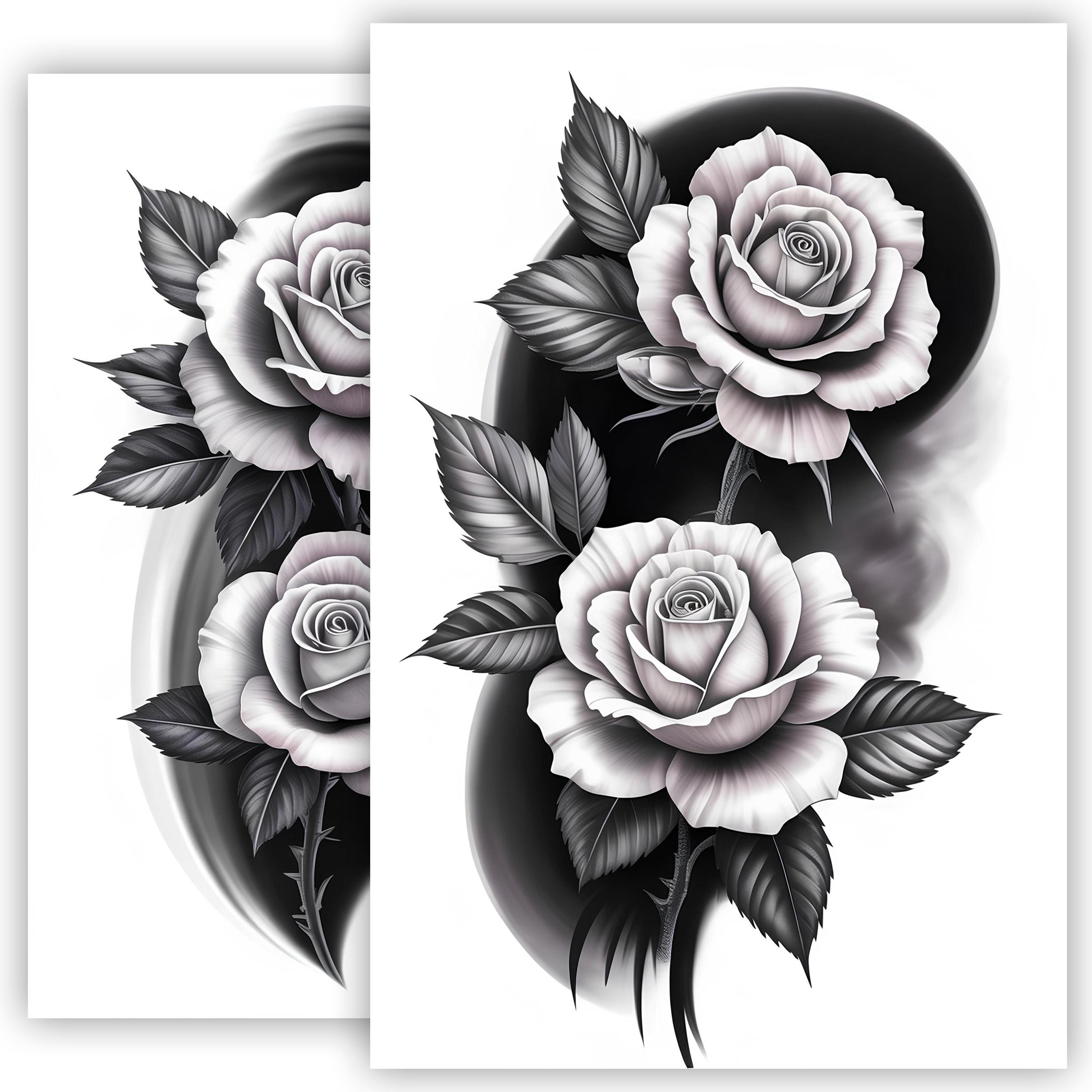 Rose Tattoo Sketch 2– Elegant Floral Line Art, Classic Rose Flower Tattoo  Design, Instant Download - Etsy, image size:3000x3000
