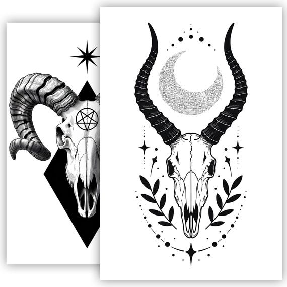 Baphomet Tattoo Sketch – Dark Occult Illustration, Mystic Goat