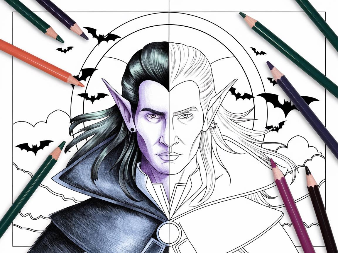 Vampire Coloring Page Spooky Printable Halloween Coloring Sheet for