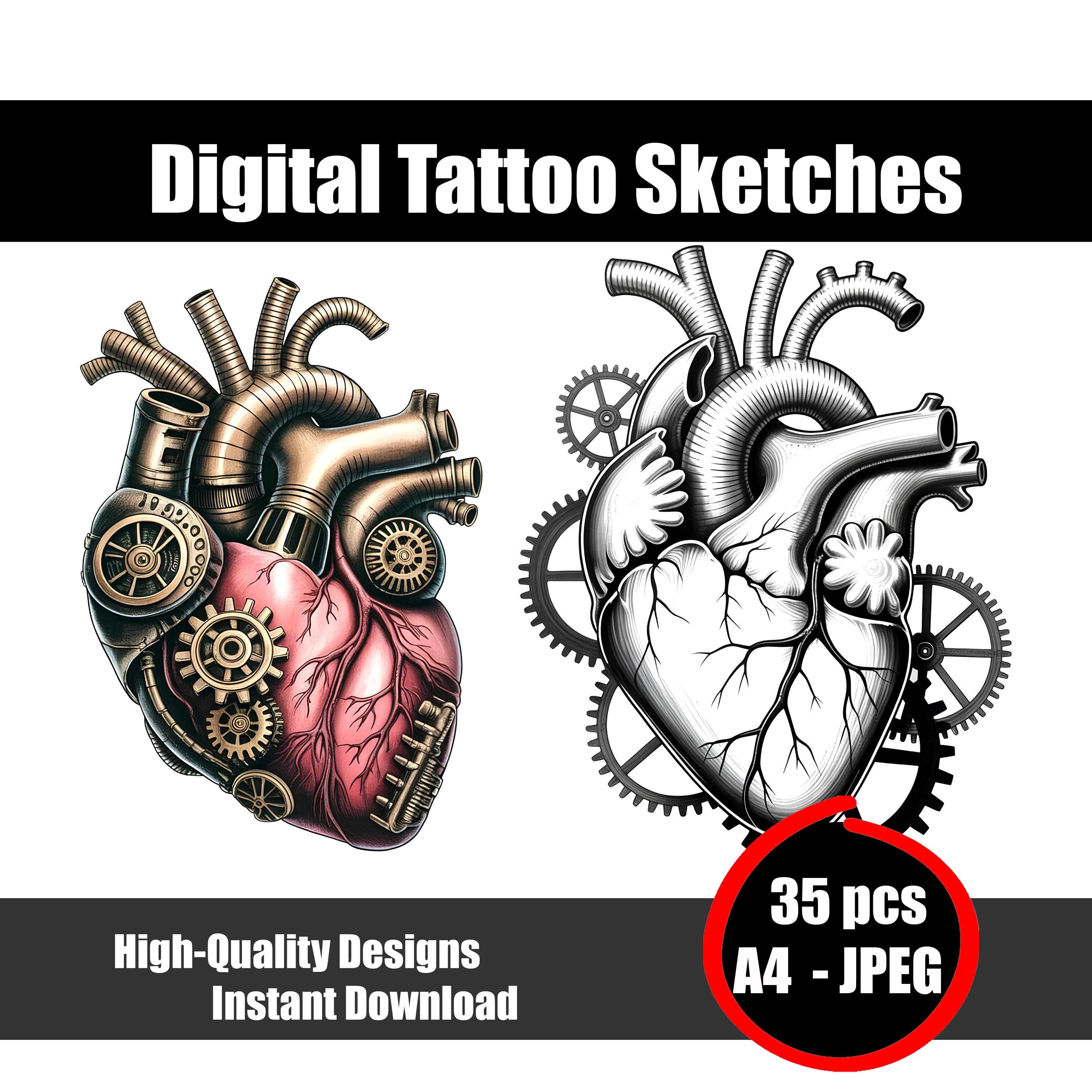 Tattoo mechanische - Etsy Schweiz, image size:3000x3000