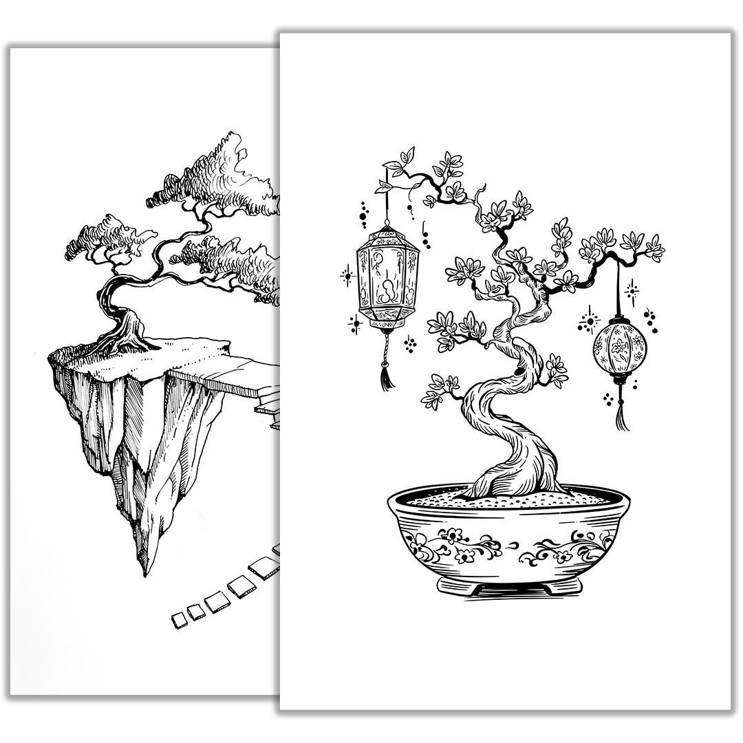 Bonsai Tree Tattoo Sketch  Minimalist Nature Tattoo Design, Japanese Plant  Line Art, Zen Ink Drawing, Printable Botanical Tattoo Idea - Etsy Norway