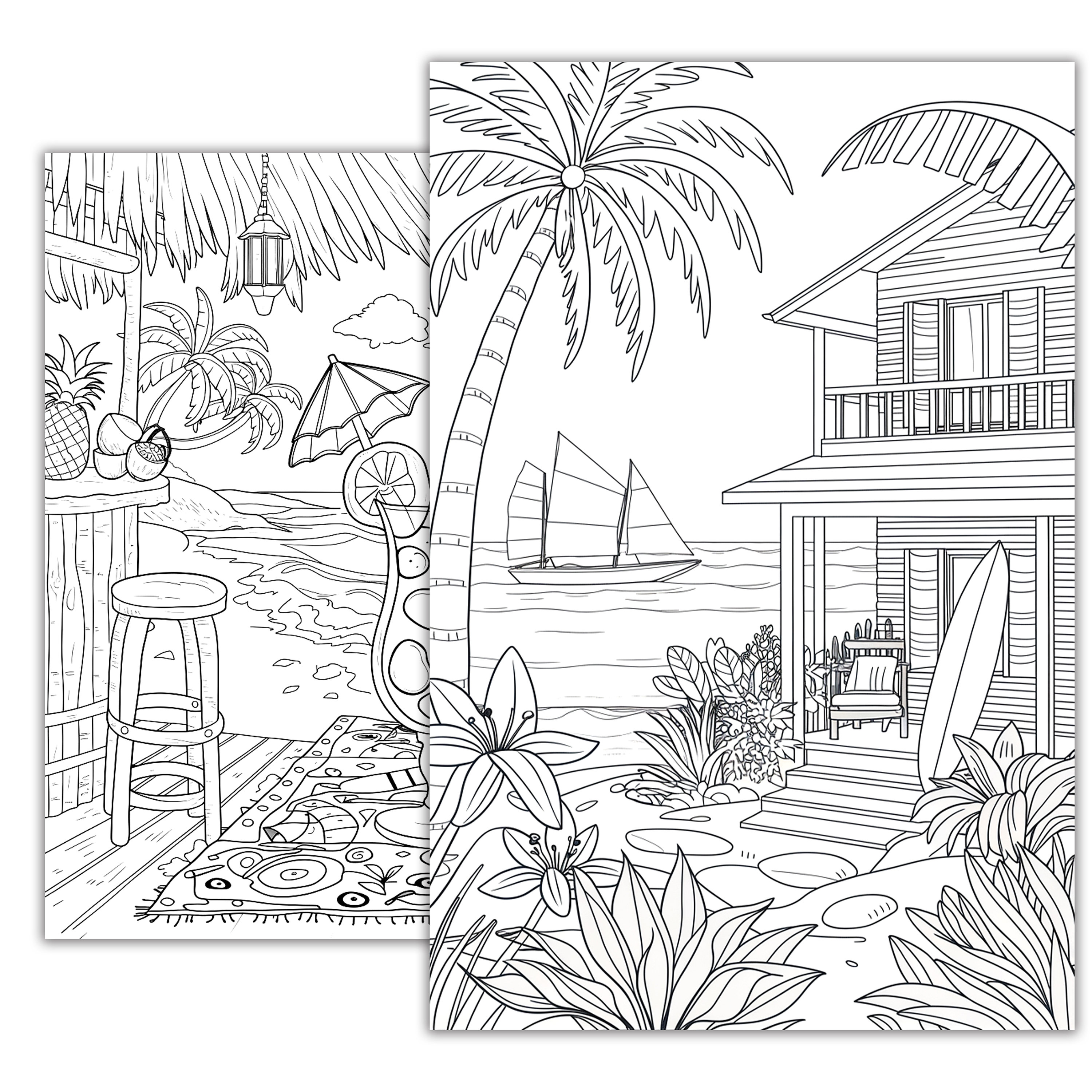 Beach Coloring Pages – Printable Ocean and Summer Scenes Coloring ...