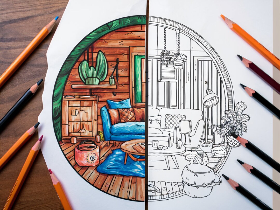 Cozy Place Coloring Page Printable Relaxation Art for Kids & Adults - Etsy