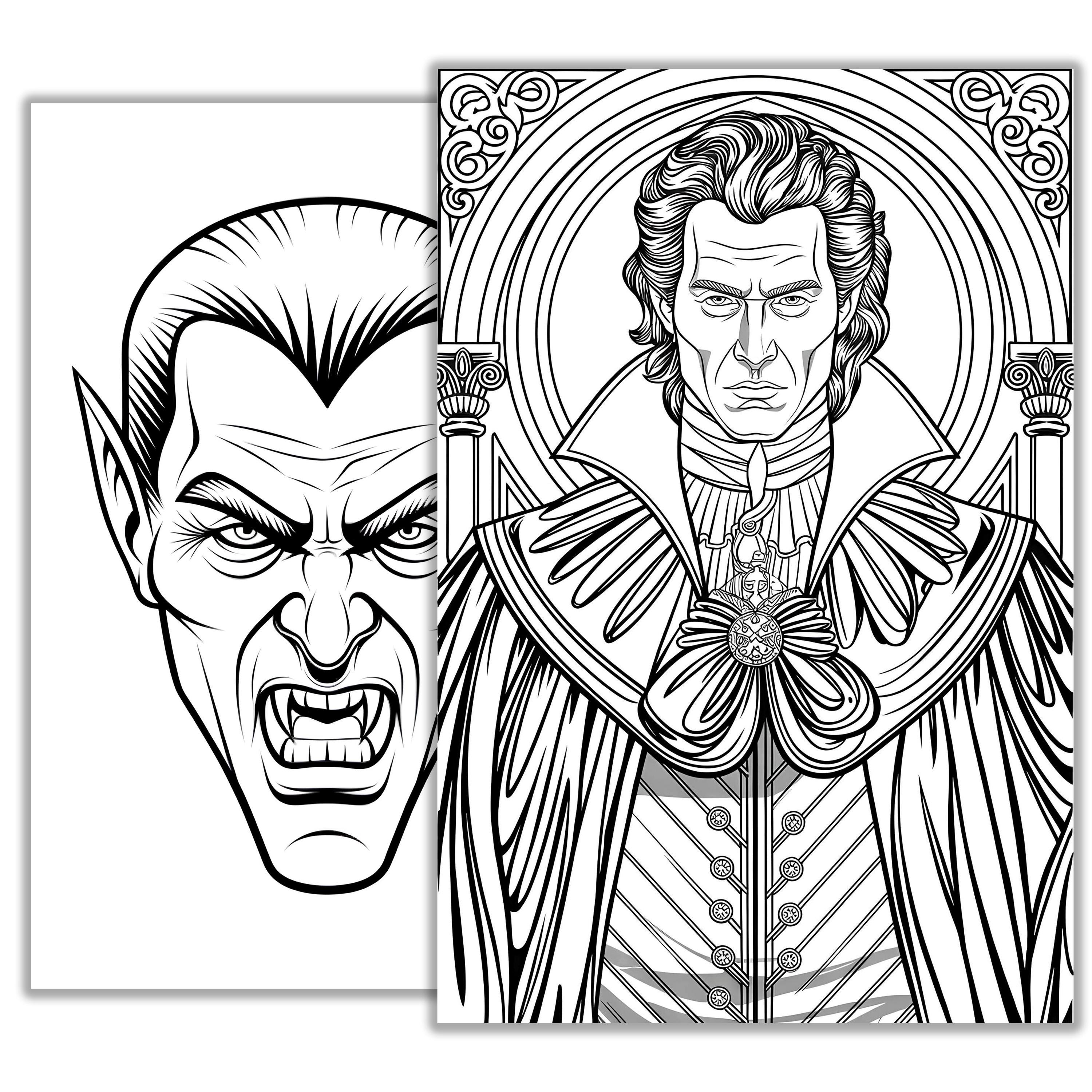 Vampire Coloring Page Spooky Printable Halloween Coloring Sheet for ...