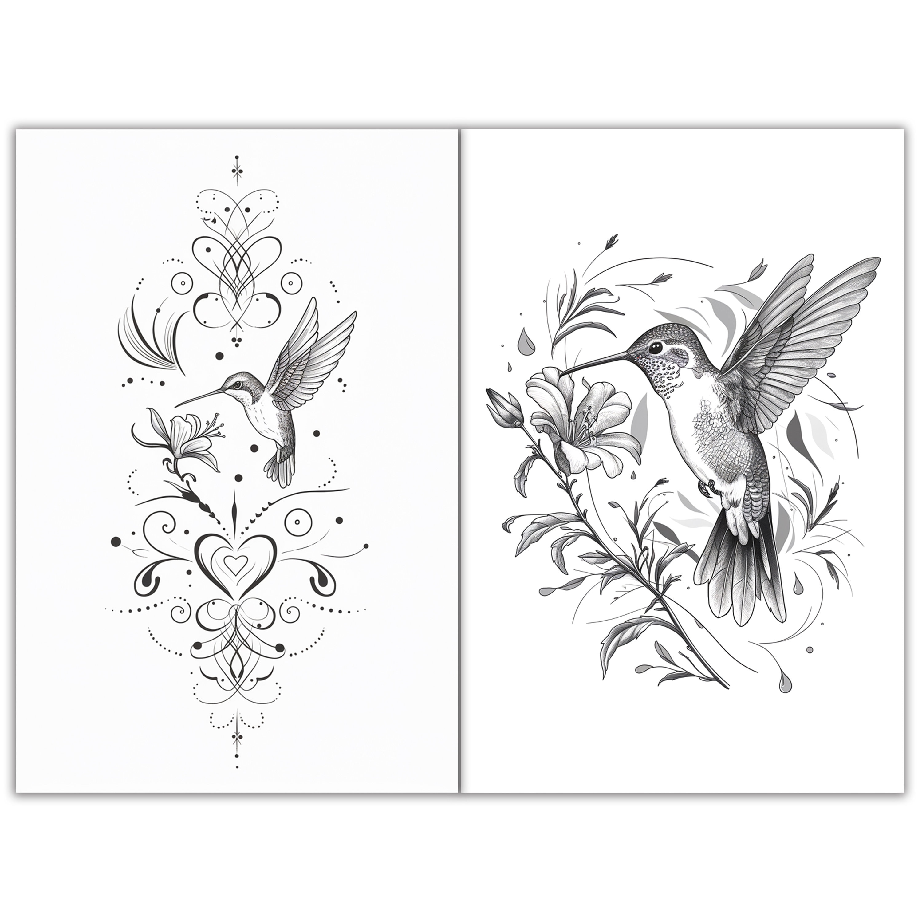 Hummingbird Tattoo Stencil