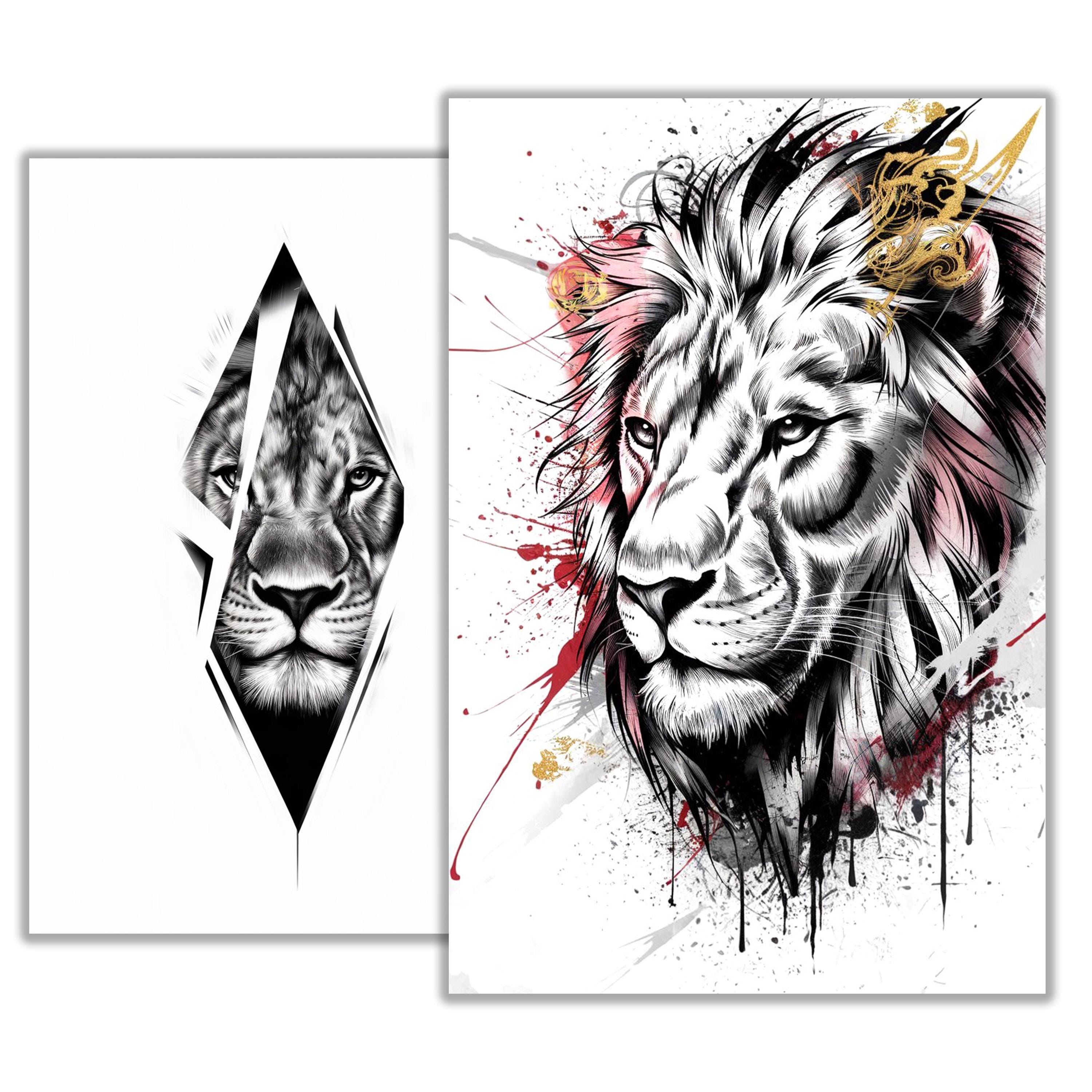 Lion Tattoo Sketch | Majestic Big Cat Tattoo Design | Wild Animal Line Art  Flash | King of the Jungle Ink | Instant Download Tattoo Drawing - Etsy, image size:3000x3000