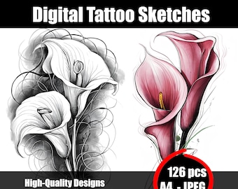 Calla Lily Tattoo Sketch  Elegant Floral Tattoo Flash Art, Digital  Download | Delicate Black Ink Design for Instant Printable Tattoo Ideas -  Etsy