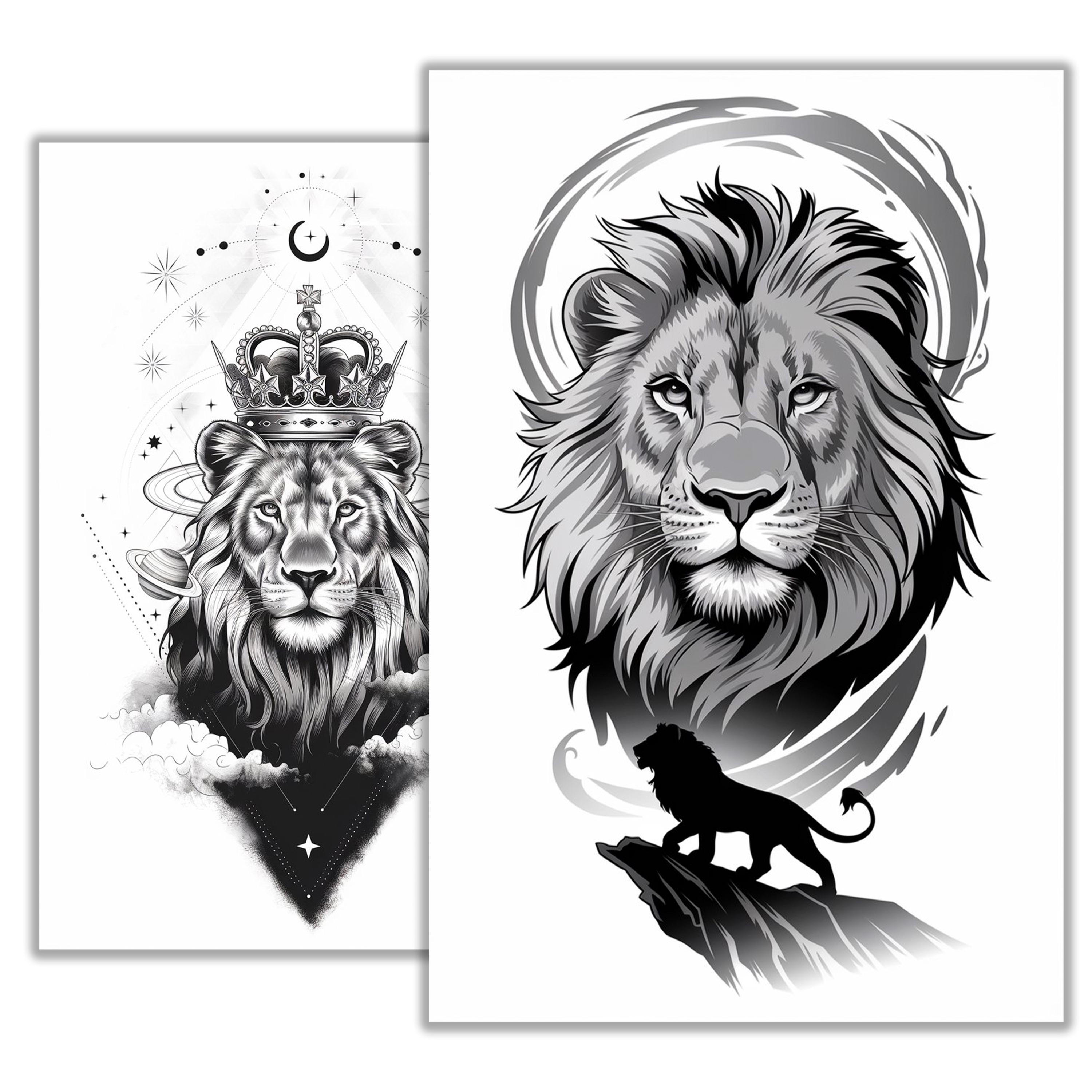 Lion Tattoo Sketch | Majestic Big Cat Tattoo Design | Wild Animal Line Art  Flash | King of the Jungle Ink | Instant Download Tattoo Drawing - Etsy, image size:3000x3000