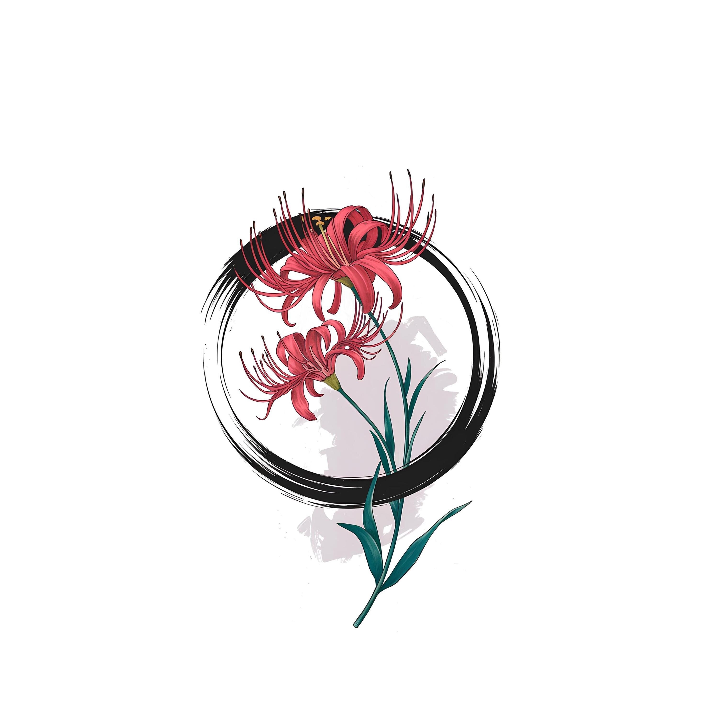 Red Spider Lily Tattoo Sketch – Elegant and Symbolic Floral Ink Design ...