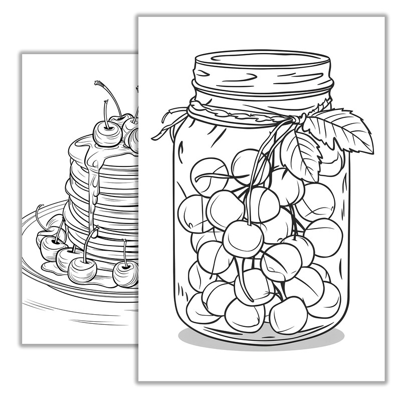 Cherry Coloring Pages – Printable Fruit Coloring Sheets, Kids & Adults ...
